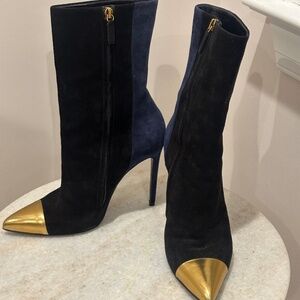 Gucci Black & Navy Blue Suede Boots